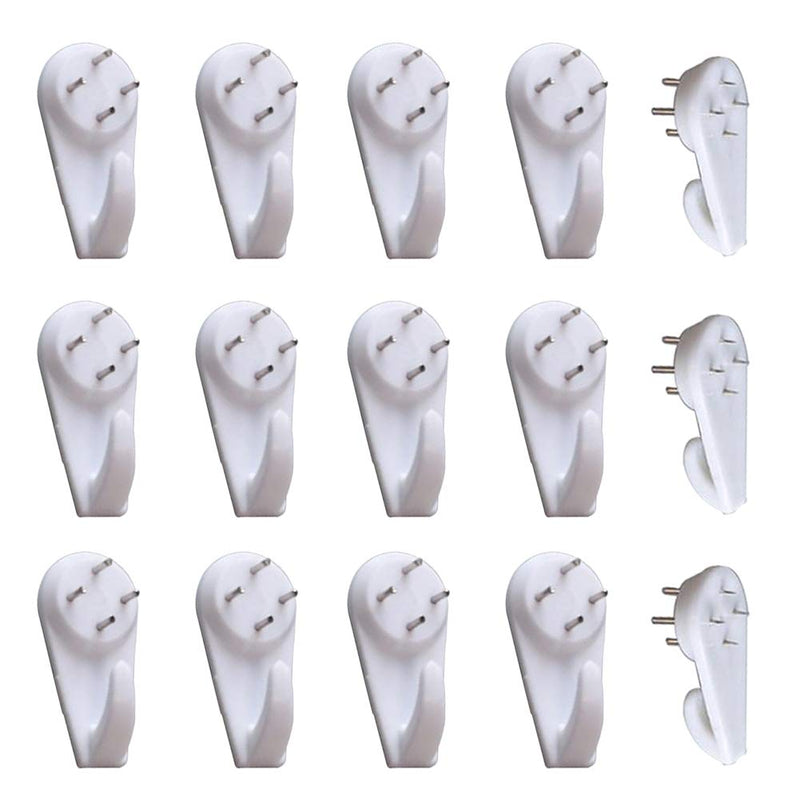 20PCS White Non-Trace Wall Picture Hook Concrete Hard Wall Drywall Picture Hanging Hook Seamless Nail Plastic Fasteners Multi-Purpose Wall Mount Non-Mark Hooks for Photo Album Frame Clock Hanging M 40MM - LeoForward Australia