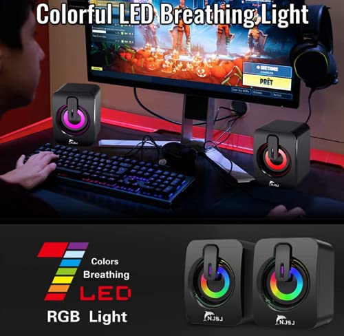  [AUSTRALIA] - Real-EL PC Speakers,2.0 Wired Mini Speaker,USB Powered 3.5 mm AUX,LED Light RGB Gaming Speaker for Computer,Laptop,Tablets,Monitor
