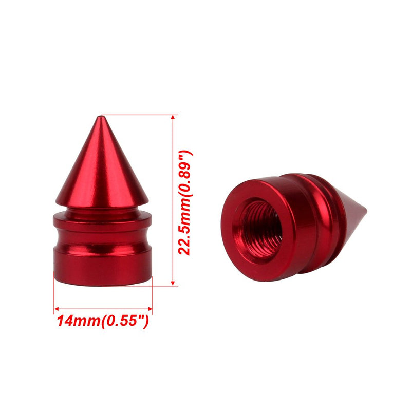 Senzeal 5X Impale Spike Style Polished Aluminum Alloy Tire Valve Caps Red - LeoForward Australia