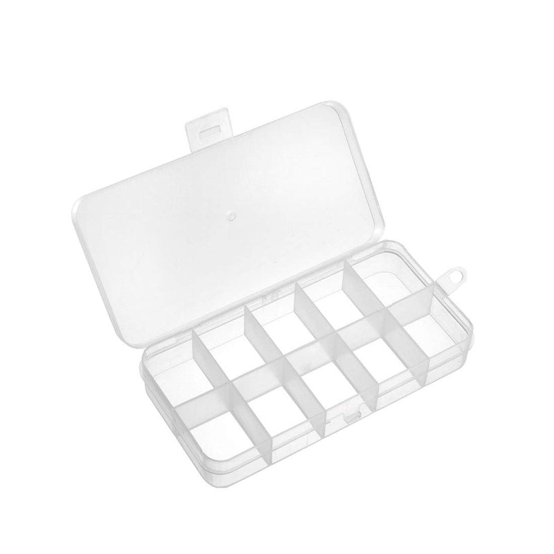  [AUSTRALIA] - uxcell Component Storage Box - Plastic Fixed 10 Grids Electronic Component Containers Tool Boxes Clear White 128x67x22mm