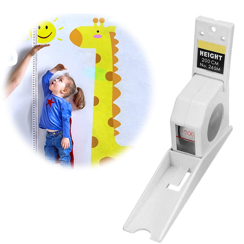  [AUSTRALIA] - Kakalote 2m/78.7'' Stadiometer Right-Angle Telescopic Tape Measure, Wall Mounted Growth Stature Meter Measure Home Use Adult Children Roll Ruler Height Measuring Tool(White)