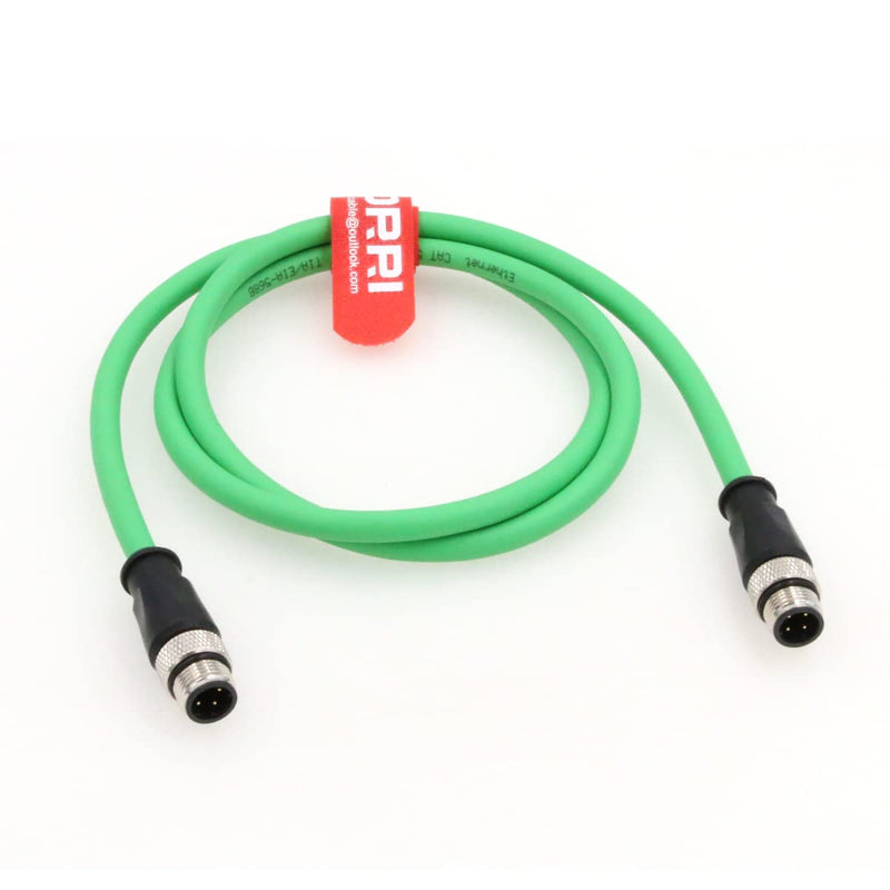  [AUSTRALIA] - DRRI M12 4Pin D-Code Male to D-Code Male Extension Ethernet Shielded Cat5 Cable (1M) 1M Green