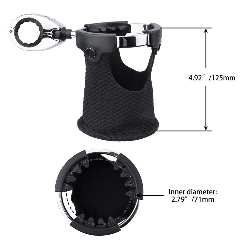  [AUSTRALIA] - LEXIN LX-C3 Motorcycle Cup Holder with 360°swivel ball-mount, Large Handlebar Drink Holder with Basket, Metal Bike Mount for Motorcycle Passenger Fits Handlebar 0.87 inch to 1.25 inch