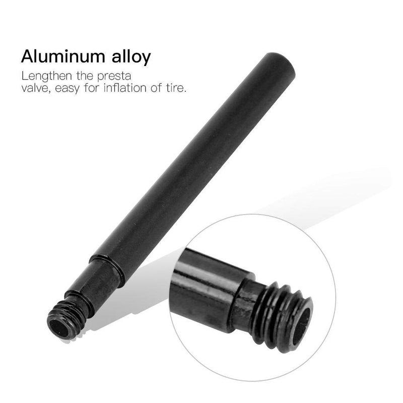 2Pcs Bike Valve Extender, Aluminum Alloy Bicycle Inner Tube Presta Valve Extender Tire Accessories Black - LeoForward Australia