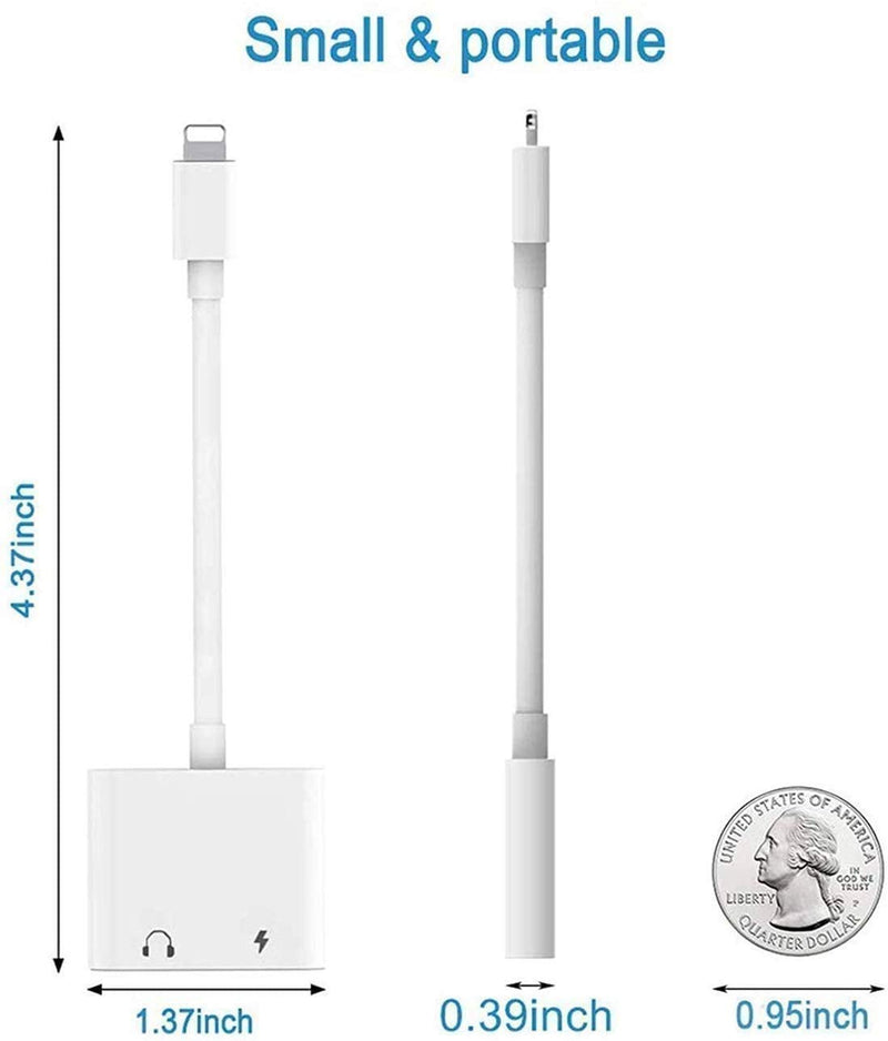  [AUSTRALIA] - [Apple MFi Certified] 2 Pack Headphone Adapter for iPhone, iPhone Adapter for Headphone Jack and Charger 2 in 1 Lightning to 3.5mm AUX Audio + Charger Splitter for iPhone 14/13/12/11/XS/XR/X 8 7/iPad 3.5mm Audio + Lightning Charge