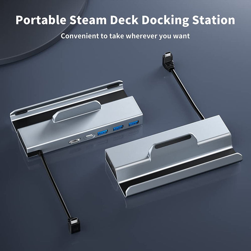  [AUSTRALIA] - Steam Deck Dock,Runpower 5-in-1 Hub Docking Station for Steam Deck with HDMI 4K@60Hz,3 USB-A 3.0 and Full Speed Charging USB-C Port Compatible with Steam Deck Stand Base Space Gray