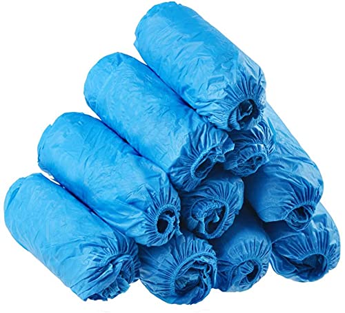  [AUSTRALIA] - Sherry E 100 Pack Disposable Hygienic Boot & Shoe Covers (50 Pairs)|Waterproof Slip Resistant Non-Slip, Durable for Construction, Workplace, Indoor Carpet Floor Protection,One Size Fits Most Blue