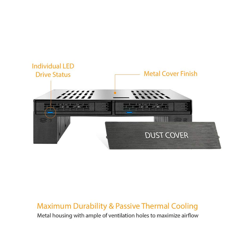 ICY DOCK Tool-Less 2 x 2.5 SAS/SATA HDD/SSD Mobile Rack +3.5" Slot for External 5.25" Bay - ExpressCage MB322SP-B 2 x 2.5" + 3.5" - LeoForward Australia