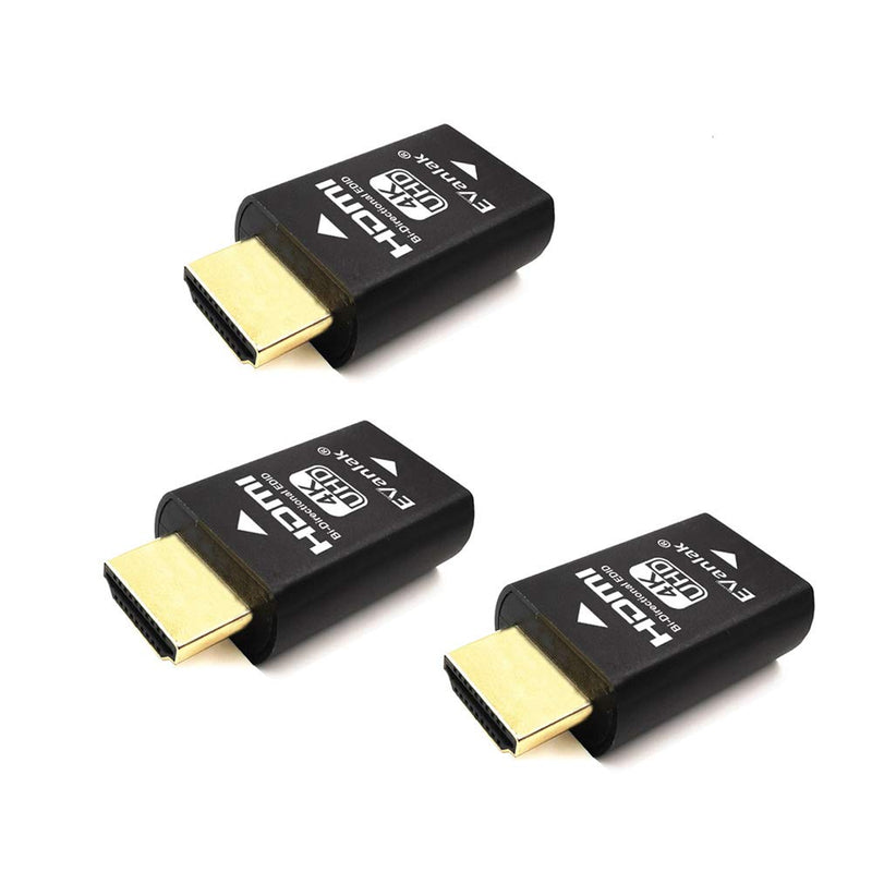  [AUSTRALIA] - EVanlak Hdmi Edid Emulator Passthrough Eliminated Emulator Adapter 3rd Generrtion Work with Mac Thunderbolt to HDMI Switches/Extender/AV Receiver/Video Splitters 4k- 3840x2160@60Hz-3pack HDMI EDID 4K-3P