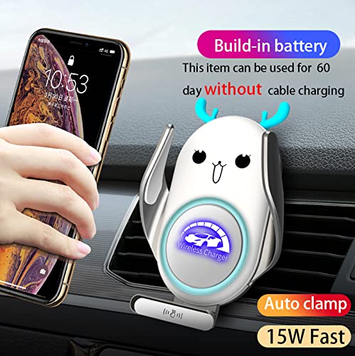  [AUSTRALIA] - Peanutech Universal Wireless Car Charger Mount,15W Fast Charging, Build-in Battery, Air Vent Dashboard, Compatible with iPhone 13/12/11/X/9 Series, Samsung S20/ S10/S9/S8/Note20/ Note10/9 etc