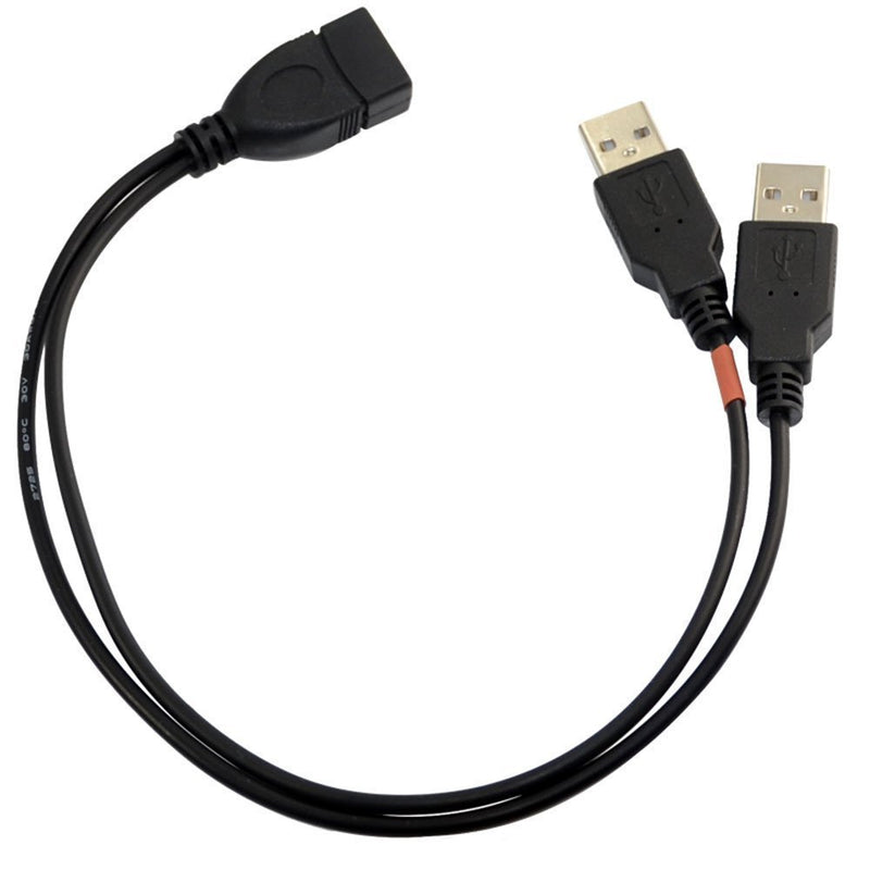 HIGHROCK 30cm USB 2.0 a Power Enhancer Y 1 Female to 2 Male Data Charge Cable Extension Cord(1pc) - LeoForward Australia