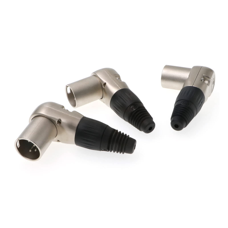  [AUSTRALIA] - XLR 4 pin Male Connector for ARRI Monitor DSLR Rig 3 pcs Right Angle 90 Degree XLR 4 pin Male XLR 4-Pin Male