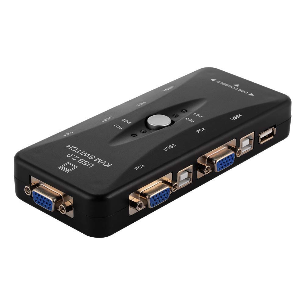  [AUSTRALIA] - ZXX USB 2.0 4-Port KVM Switch VGA Video Sharing Switch Box Adapter for PC Monitor Keyboard Mouse Control