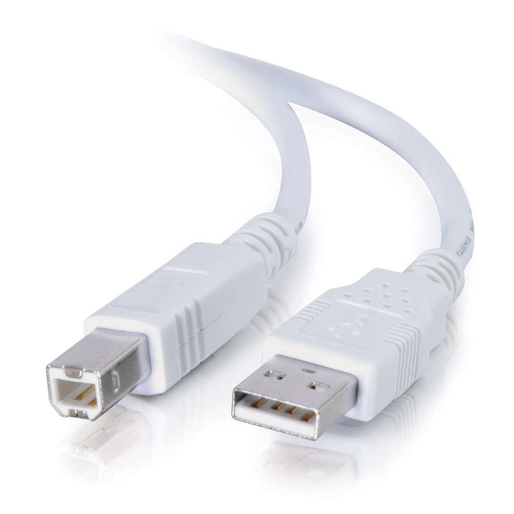  [AUSTRALIA] - C2G USB Cable, USB 2.0 Cable, USB A to B Cable, 6.56 Feet (2 Meters), White, Cables to Go 13172 6.6 Feet USB A Male to B Male