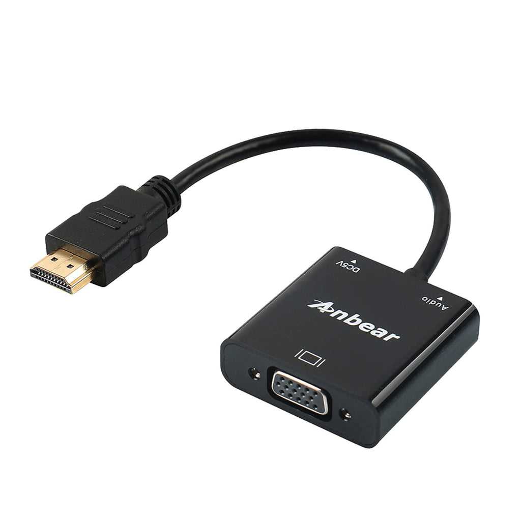  [AUSTRALIA] - HDMI to VGA with Audio Adapter,Anbear Gold-Plated VGA to HDMI Adapter1080P Video Converter Male to Female with 3.5mm Audio Port for PC,Laptop,DVD 1 Pack
