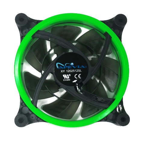  [AUSTRALIA] - APEVIA 212L-CGN 120mm Silent Dual Rings Green LED Fan with 32 x LEDs & 8 x Anti-Vibration Rubber Pads (2 Pk)