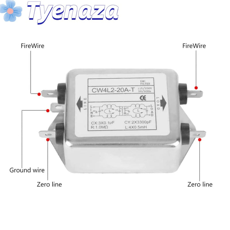  [AUSTRALIA] - Line Filter 230V, Power Emi Filter 20A, CW4L2-20A-T, Line Filter Single Phase Filter, EMI Power Filter, 115V/250V 20A 50/60Hz, Electromagnetic Interference Filter