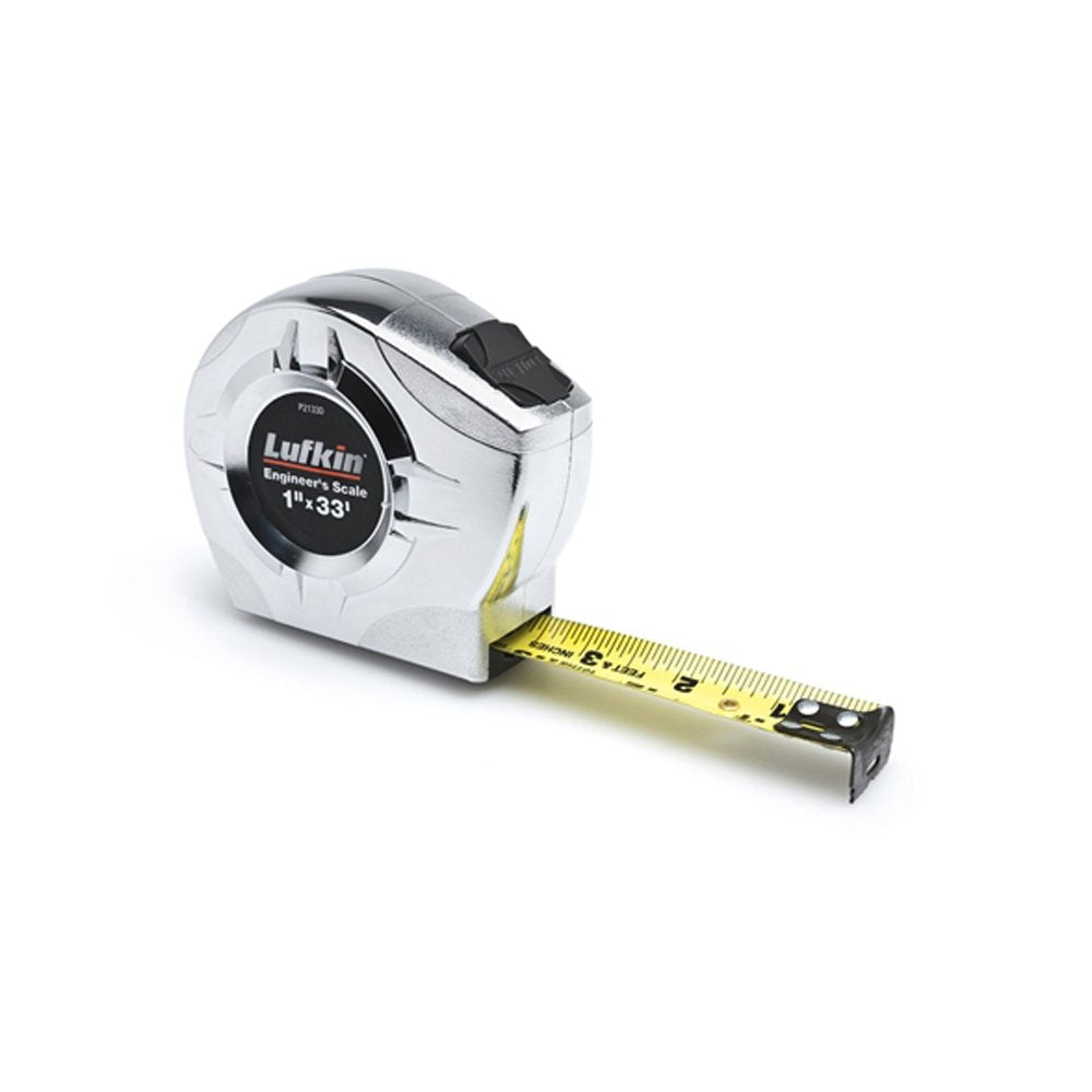  [AUSTRALIA] - Crescent Lufkin 1" x 33' P2000 Series Chrome Case Yellow Clad A4 Blade Power Return Tape Measure - P2133DN