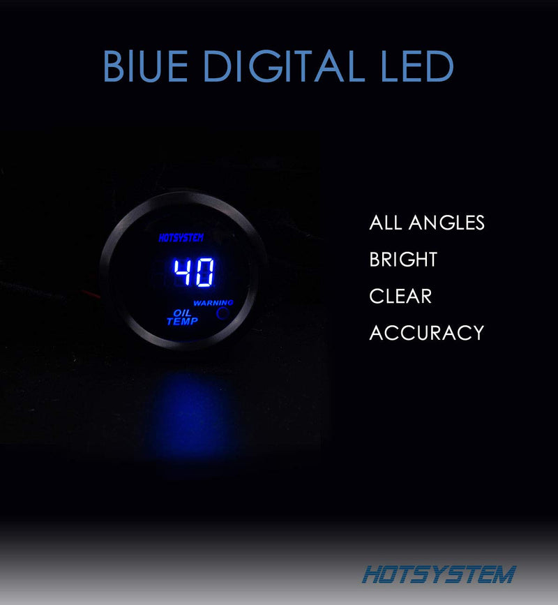  [AUSTRALIA] - HOTSYSTEM Universal Oil Temperature Gauge Temp Meter Blue Digital LED DC12V 2inches 52mm for Car Automotive(Celsius)
