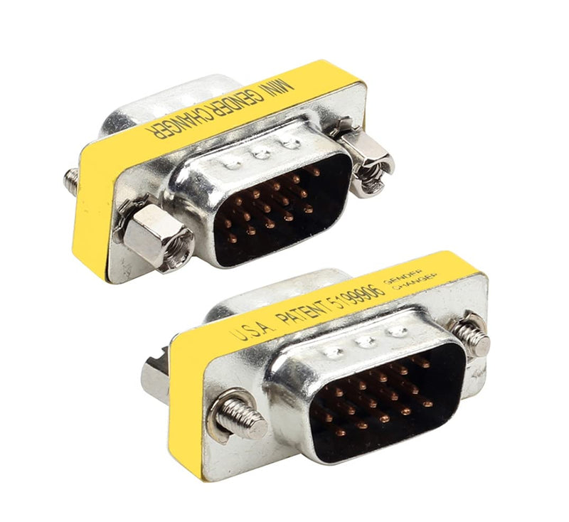  [AUSTRALIA] - Luo Qiufa 2 pcs VGA SVGA HD15 Male-to-Male Mini Gender Converter Coupler Cable Adapter