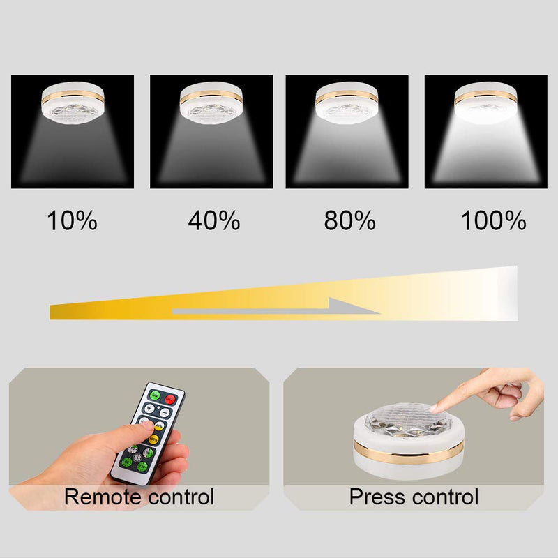 LEASTYLE Wireless LED Puck Lights with Remote Control 6 Pack, LED Under Cabinet Lighting,Puck Lights Battery Operated, Closet Light, Under Counter Lighting, Stick On Lights - LeoForward Australia