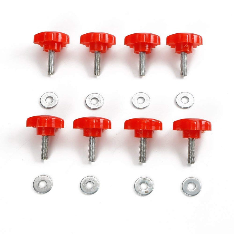  [AUSTRALIA] - Jecar 8 Hardtop Quick Removal Bolts Thumb Screws & 8 D Ring Tie Down Anchors for Jeep Wrangler YJ JK JKU Sports Sahara Freedom Rubicon X Unlimited X 2 4 door 1995-2019 accessories, Red 8 Screws + 8 D-Ring ,Red