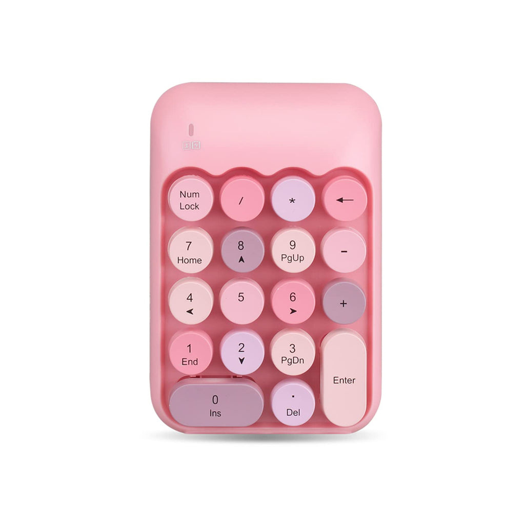  [AUSTRALIA] - Wireless Numeric Keypad 18 Keys with 2.4G Mini Portable Silent Number Pad USB Receiver Financial Accounting Keyboard Extensions for Laptop Desktop PC（Pink Mix）