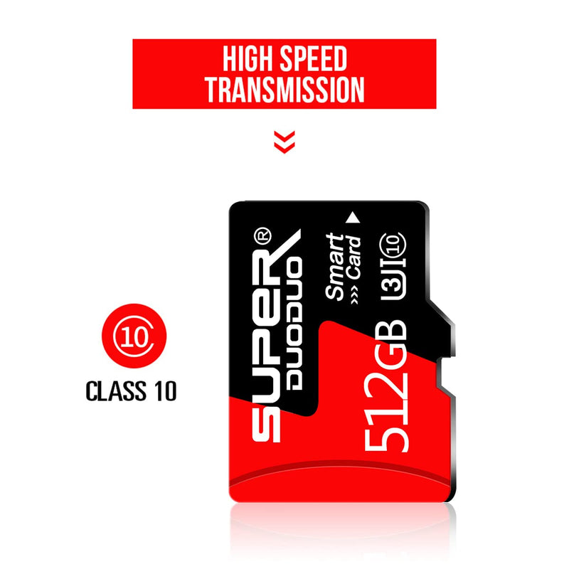  [AUSTRALIA] - SD Memory Card 512GB Micro SD Card High Speed Card Class 10 Micro SD Memory Card with Adapter for Smartphone,Camera,Tachograph and Drone SDHH-512GB