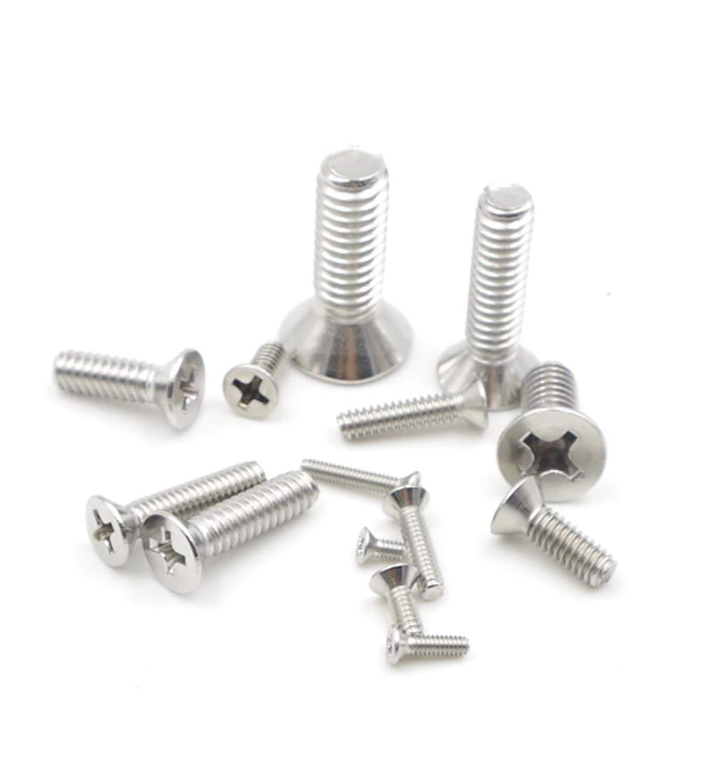  [AUSTRALIA] - HVAZI #2-56 to 5/16"-18 UNC 304 Stainless Steel Phillips Flat Head Machine Screws Assortment Kit