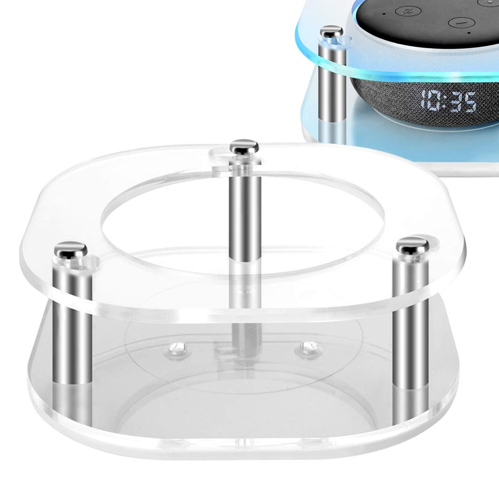  [AUSTRALIA] - Geekria Acrylic Clear Case Compatible with 2019 Echo Dot (3rd Gen) Smart Speaker with Clock, Ceiling Wall Mount Speaker Stand Stable Guard Holder (Rounded Square) Rounded Square