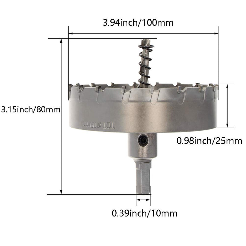 Utoolmart 100mm Carbide Hole Cutter, TCT Hole Saws for 2mm Stainless Steel Metal Sheet - LeoForward Australia