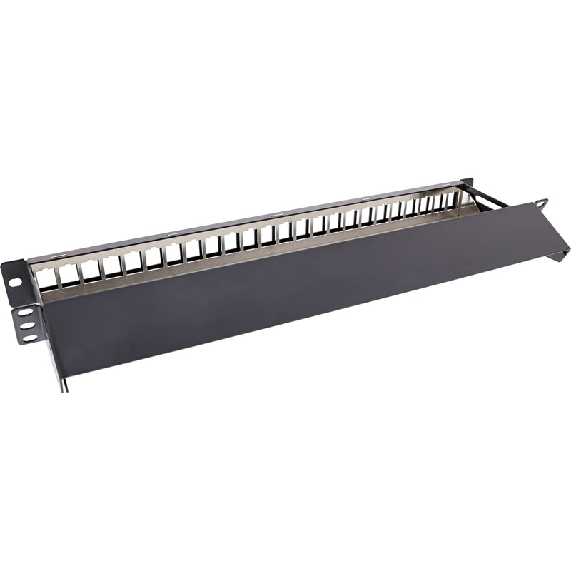  [AUSTRALIA] - InLine® patch panel 24 compartments, Keystone empty metal patch panel with pull-out, 19", 1U, black RAL9005