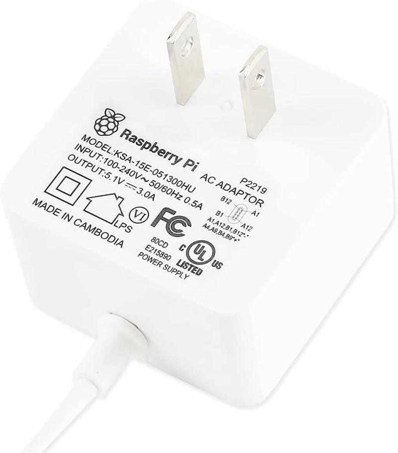  [AUSTRALIA] - Official Raspberry Pi 3 B+/Pi 3 /Pi Zero W /Pi Zero/Pi 1 /Pi 2 Power Supply/Adapter, Support All Micro USB Boards, 5V 2.5A US Plug, White