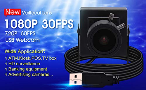  [AUSTRALIA] - 2.8-12mm Varifocal Lens USB Camera High fps Full HD 1080p Web Camera with CMOS OV2710 Image Sensor,640X480@100fps USB2.0 Webcam Manual Zoom&Focus USB with Camera UVC for Use in Linux Windows Android 2.8-12mm varifocal lens