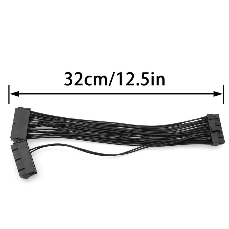  [AUSTRALIA] - DGHAOP Dual Multiple PSU Power Supply 24 Pin Extension Wire Splitter Adapter Kit, for ATX Motherboard, 24 pin to 20+4 pin 1 Feet, Black