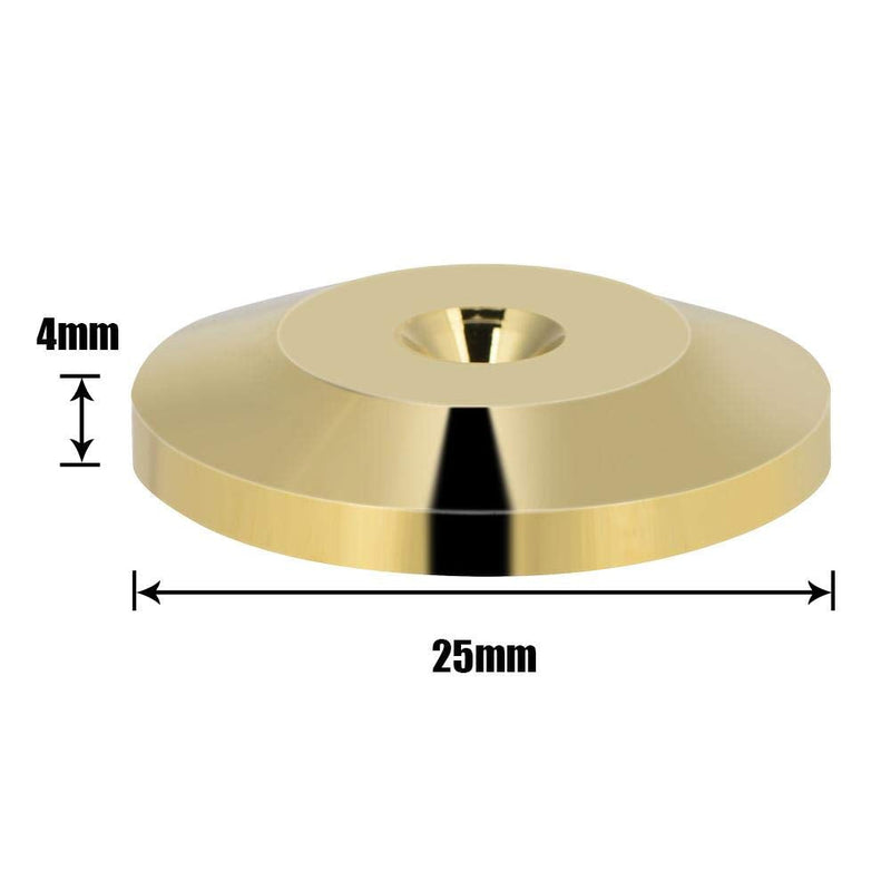  [AUSTRALIA] - Wendry 8Pcs 25 x 4mm Universal Copper Speaker Spikes Pads, Floor Protectors Speaker Shock Base Pad Isolation Stand Feet Cone Base Mats for Audio Turntable Speaker Amplifier CD DVD Player(Gold)