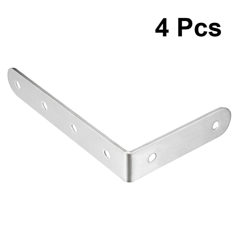  [AUSTRALIA] - uxcell Stainless Steel Shelves Corner Brace 125mmx77mmx20mm, Joint L Shape Right Angle Corner Fastener Joints Support Bracket, Pack of 4