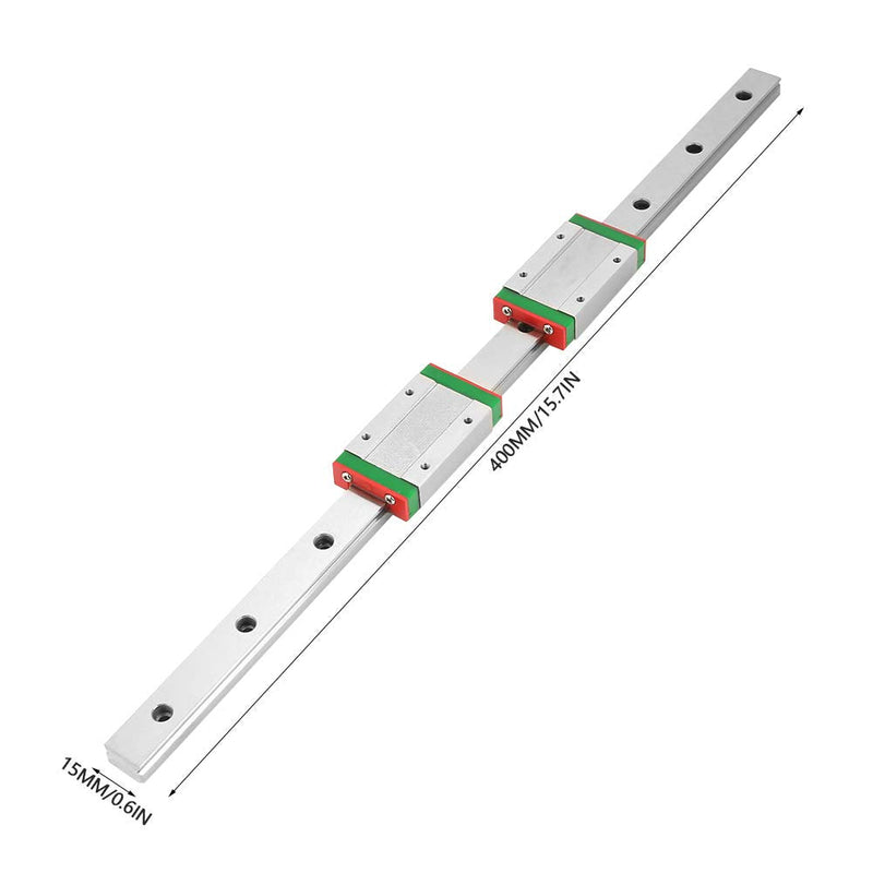  [AUSTRALIA] - Linear Rail Guide 400mm, LML15H Mini Bearing Steel Linear Sliding Guideway, with 2 Linear Guide Blocks, for Automatic Equipment, DIY 3D Printer, CNC Machine