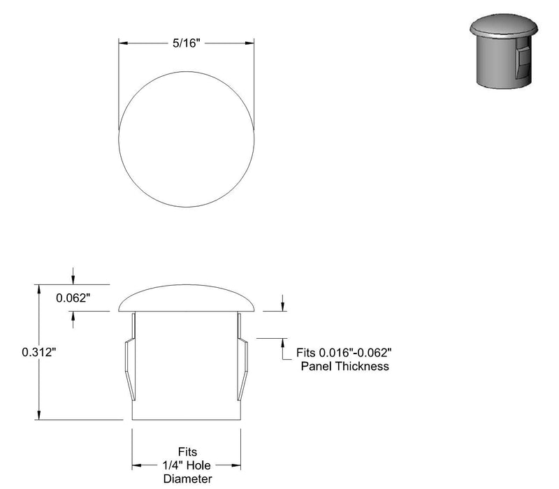  [AUSTRALIA] - Clipsandfasteners Inc 50 Black Nylon Locking Hole Plugs 1-1/4"