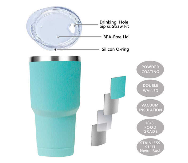  [AUSTRALIA] - 30oz Tumbler with Lid, Stainless Steel Vacuum Insulated Double Walled Travel Tumbler, Insulated Coffee Mug, Thermal Cup with Spill Proof Lid for straw glasses (Aqua Green) Aqua Green