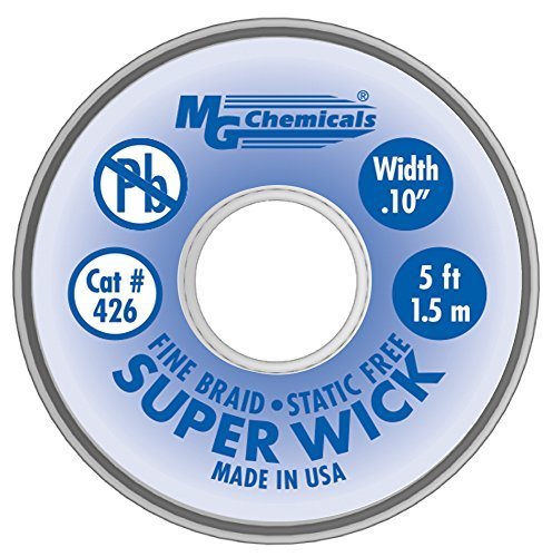  [AUSTRALIA] - MG Chemicals #426 Fine Braid Super Wick™ - Desoldering Braid, 2.5 mm wide 5' Length