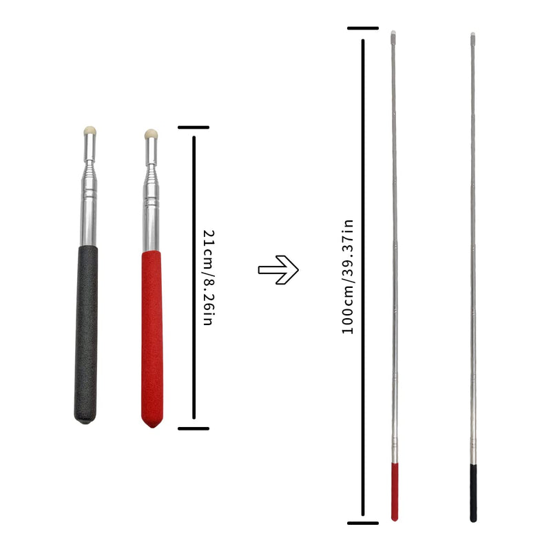  [AUSTRALIA] - 2 PcsTelescopic Teachers Pointer Stick, Extendable Teaching Pointer, Whiteboard Pointer with Felt Head for Teachers, Guides, Coach, Extends to 39''（Red and Black）