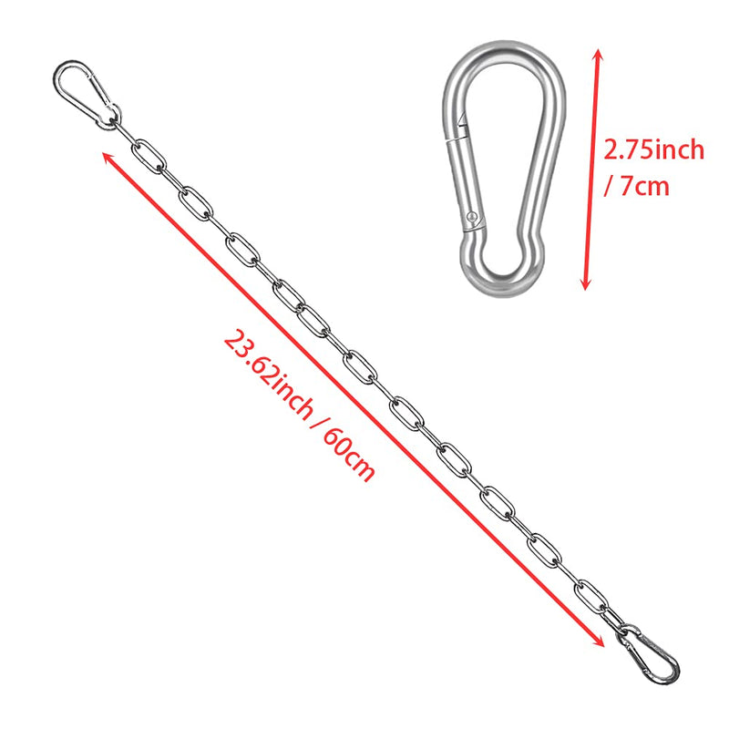  [AUSTRALIA] - Hammock Hanging Chain 2PCS Porch Swing Chain Hanging Chair Chain with 4 Carabiners Hammock Chair Hardware for Indoor Outdoor Playground Hanging Chair Hammock Chair Punching Bags(23") (2) 2