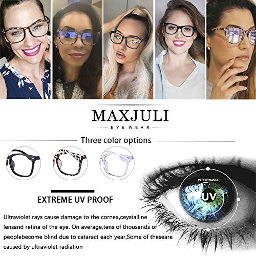  [AUSTRALIA] - MAXJULI Blue Light Blocking Glasses,Computer Reading/Gaming/TV/Phones Glasses for Women Men 6100 Translucent