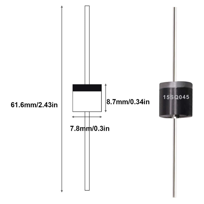 Tnisesm 20 Pcs Schottky Rectifiers Diode, Diode Axial Kit 10SQ050, 15SQ045, 20SQ045 for Solar Panel SQ - 3S 10A(50V)/15A(45V)/20A(45V) - LeoForward Australia