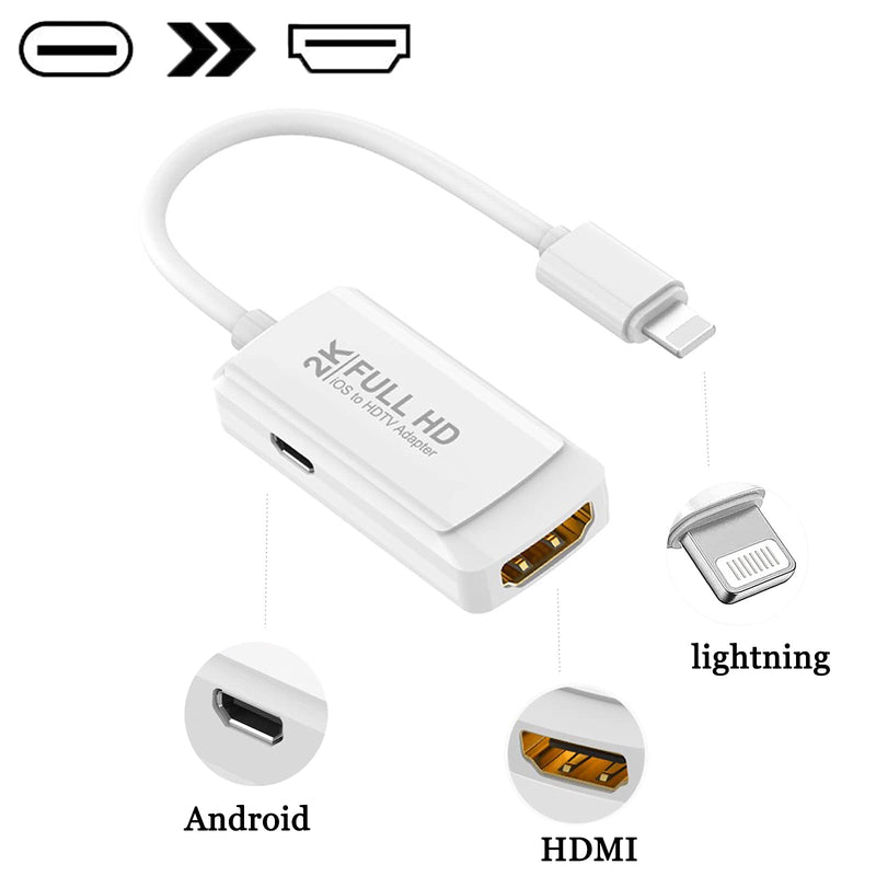  [AUSTRALIA] - Lightning to HDMI Cable Adapter Compatible with iPhone 12/11/7/6/5plus,iPad Pro/Mini/air 1080p Digital AV Adapter Sync Screen Converter HDMI Connector for TV/Monitor/Projector