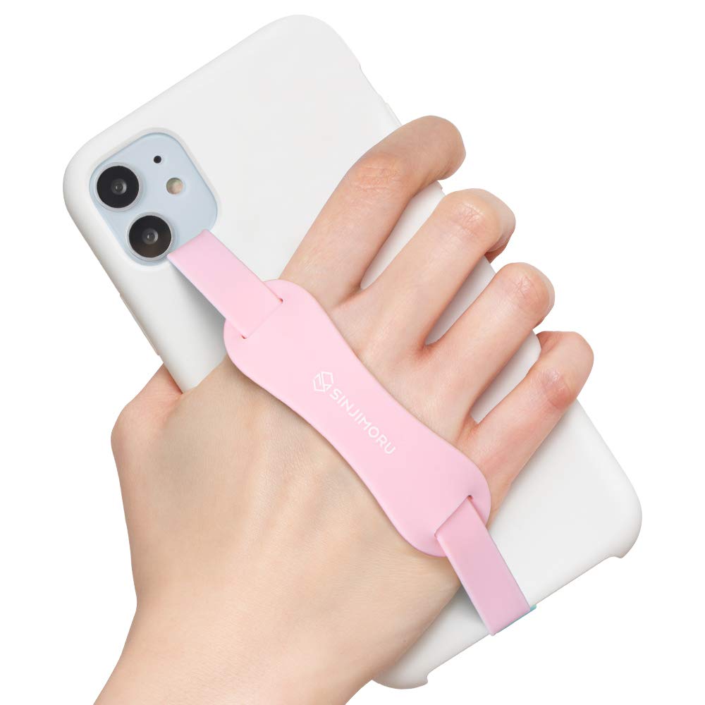  [AUSTRALIA] - Sinjimoru Universal Silicone Phone Finger Grip, Cell Phone Grip Holder with Stretching Loops, for Phone Kickstand on iPhone Cases. Sinji Loop Stand Pink Basic - Pink