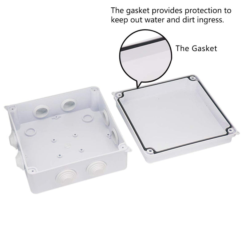  [AUSTRALIA] - Zulkit Junction Box ABS Plastic Dustproof Waterproof IP65 Universal Electrical Boxes Project Enclosure White 5.9 x 5.9 x 2.8 inch (150 x 150 x 70mm) 5.9" x 5.9" x 2.8" With Holes