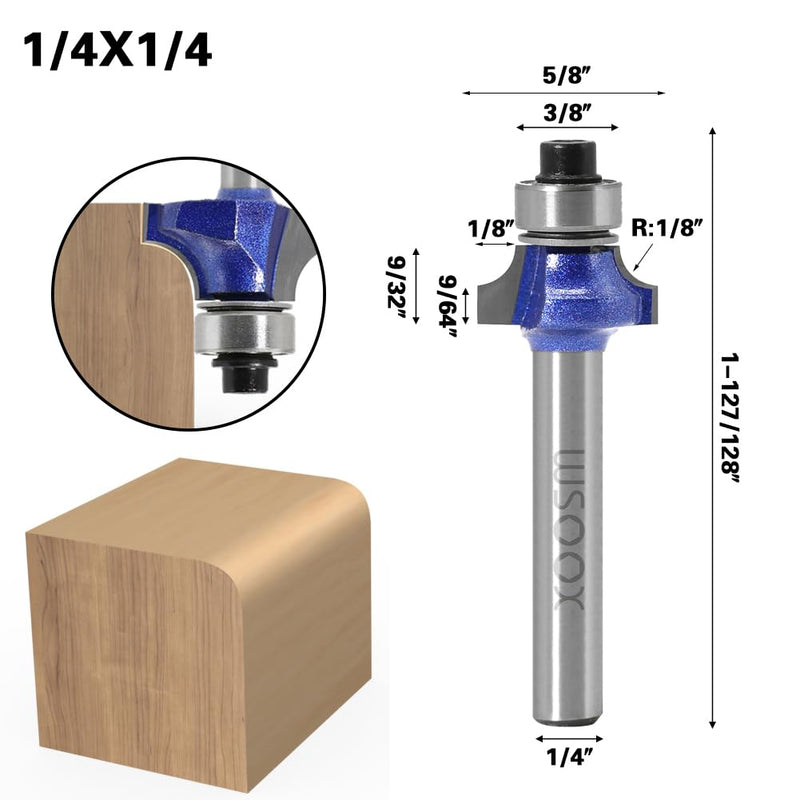  [AUSTRALIA] - WSOOX 4 piece rounding cutter standard cutter set for wood with 6mm shank, cutter for router set