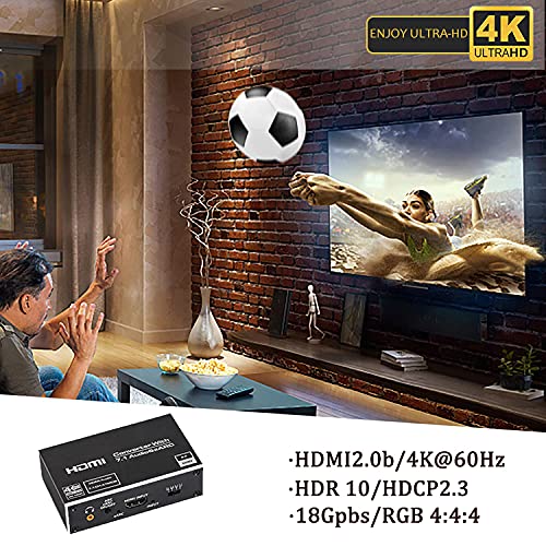  [AUSTRALIA] - 4K HDMI Audio Extractor Splitter, HDMI to HDMI + Optical Toslink SPDIF + 3.5mm Audio Jack + Coaxial + 7.1Ch HDMI Audio Support ARC and eARC Function